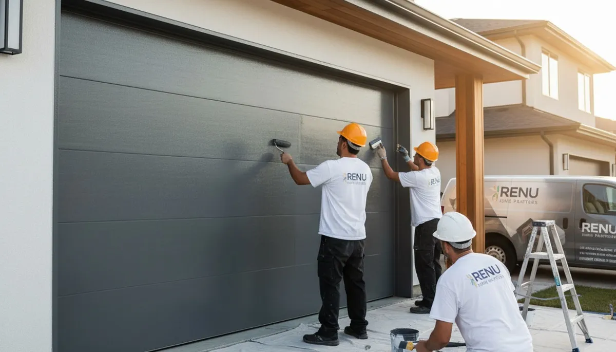 Professional garage door painting in Brandon, FL by expert house painters enhancing curb appeal