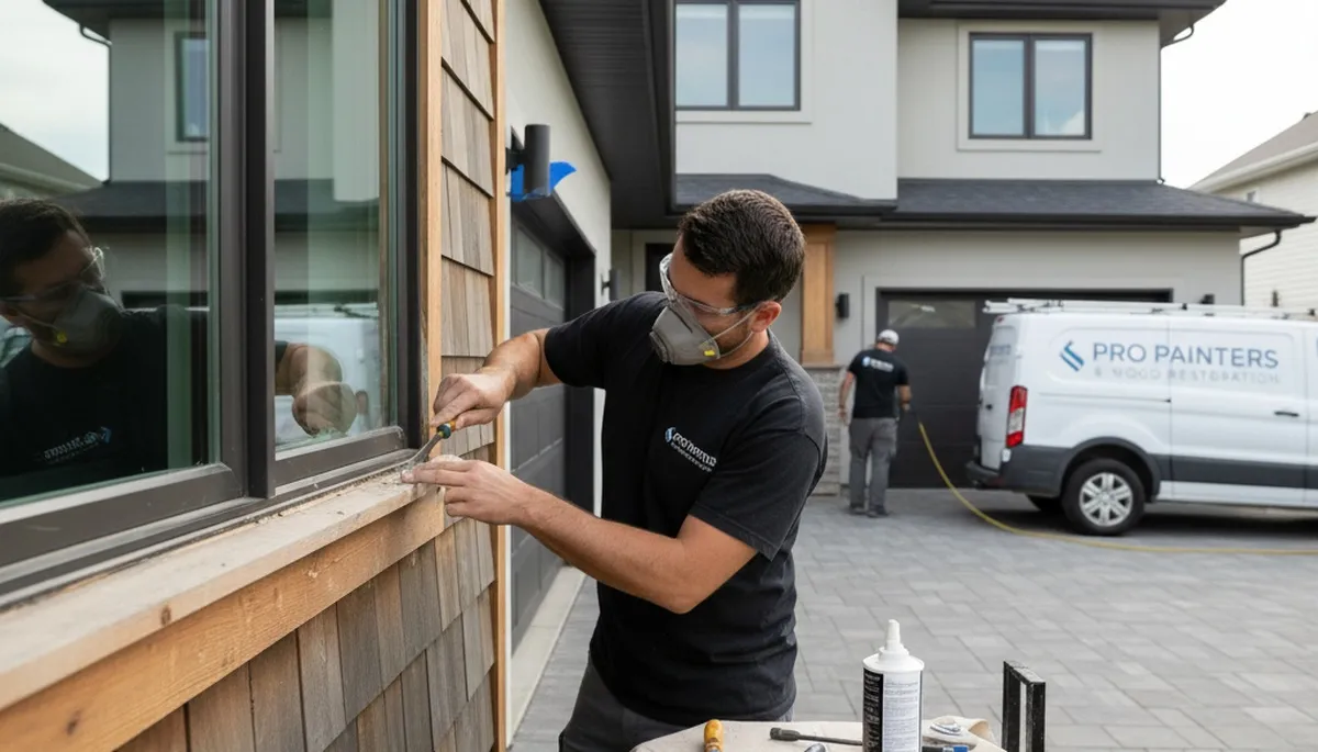 Professional wood rot repair on exterior trim by house painters in Brandon, FL